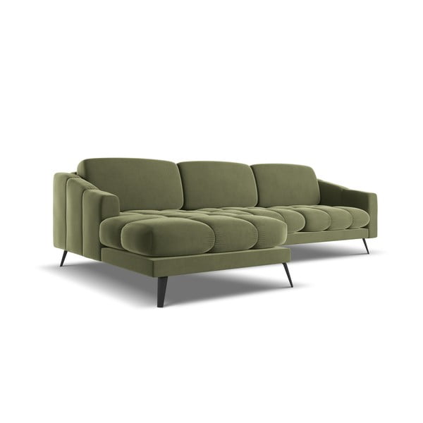 Colțar verde cu tapițerie din catifea (cu colț pe partea stângă) Nalu – Makamii-image-4