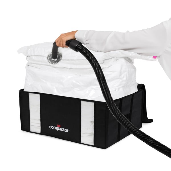 Cutii de depozitare pentru haine 2 buc. din material textil cu vacuum/cu pereți întăriți 50x65x27 cm Black Edition – Compactor-image-3