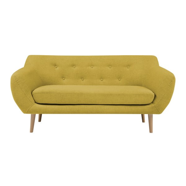 Canapea cu 2 locuri și picioare de culoare deschisă Mazzini Sofas Sicile, galben