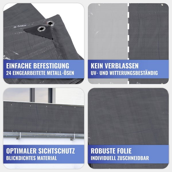 Paravan pentru balcon negru din plastic 500x85 cm – Maximex-image-4