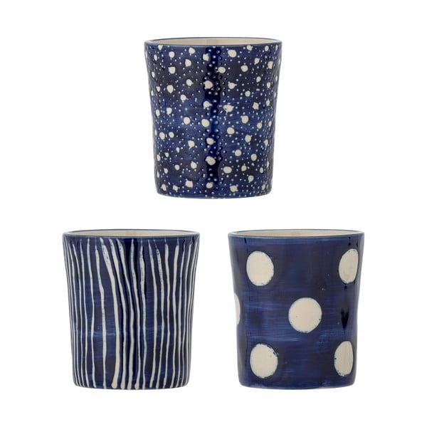 Cești albastru-închis 3 buc. pentru espresso din gresie 190 ml Minoa – Bloomingville