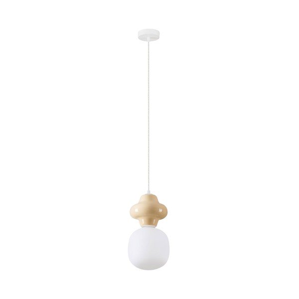 Lustră albă/crem din ceramică cu abajur din sticlă ø 18 cm Clio – Nova Luce