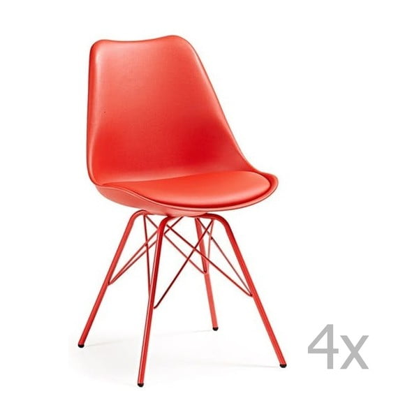 Set 4 scaune de bucătărie cu picioare din metal La Forma Lars, roșu