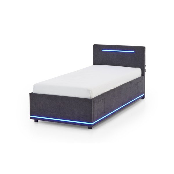 Pat pentru copii  gri închis tapițat cu spațiu de depozitare cu somieră 90x200 cm Circle – Meise Möbel