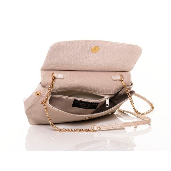 Poșetă din piele Federica Bassi Envelope Beige-image-1