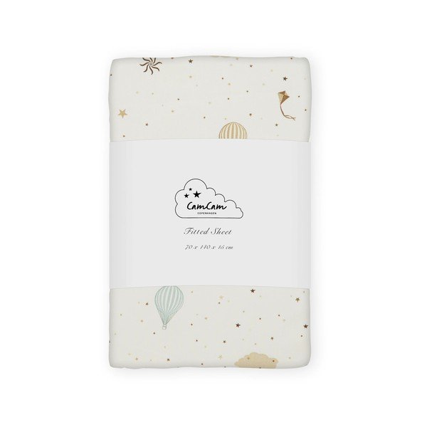 Cearceaf pentru copii, fildeș din bumbac organic pentru pătuț cu elastic 70x140 cm Dreamland – Cam Cam Copenhagen