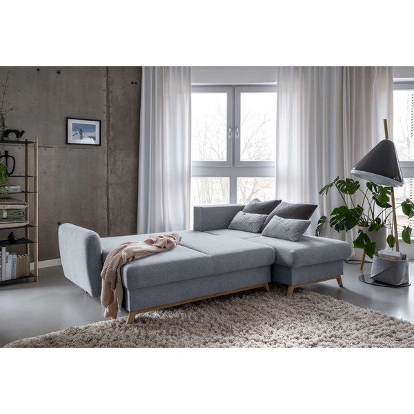 Colțar extensibil cu șezlong pe partea dreaptă Miuform Scandic Lagom, gri deschis-image-4