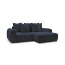 Colțar albastru extensibil/cu spațiu de depozitare cu tapițerie din țesătură bouclé (cu colț pe partea dreaptă/cu șezlong) Roxelane – Bobochic Paris