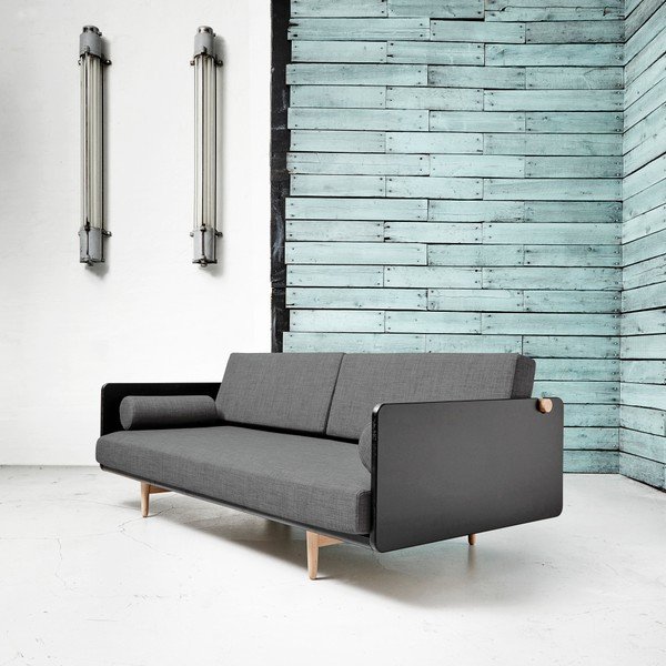 Canapea extensibilă Karup Deva Black/Raw Oak/Granite Grey-image-2
