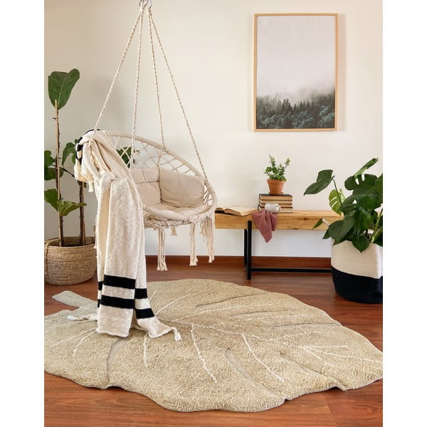 Covor pentru copii kaki lavabil/țesut manual din bumbac 120x180 cm Monstera Olive – Lorena Canals-image-1