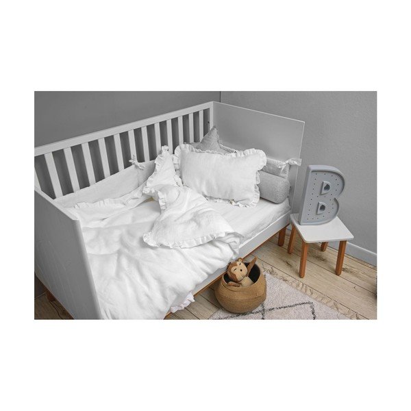 Cearceaf din in pentru copii BELLAMY Snow White, 90 x 200 cm, alb-image-1