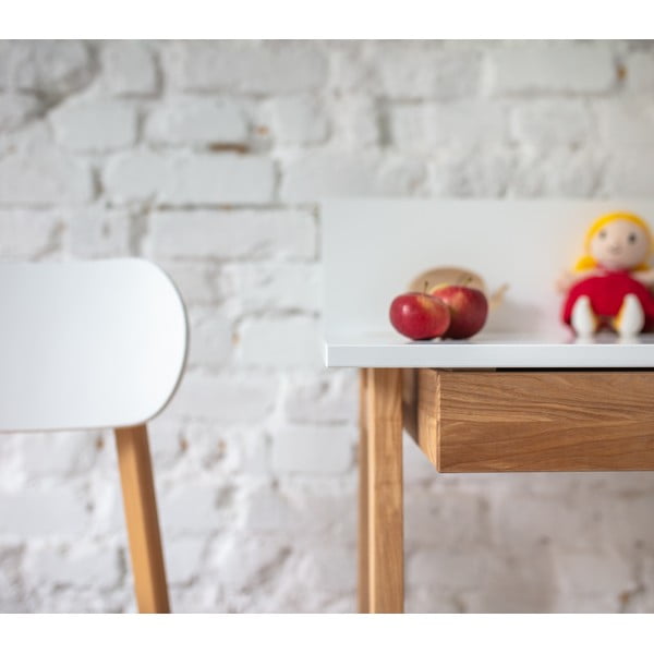 Birou cu bază din lemn de frasin Ragaba Luka, lungime 65 cm, alb-image-3
