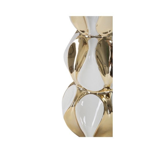 Veioză albă-aurie din ceramică cu abajur textil (înălțime 46 cm) Glam Balls – Mauro Ferretti-image-2