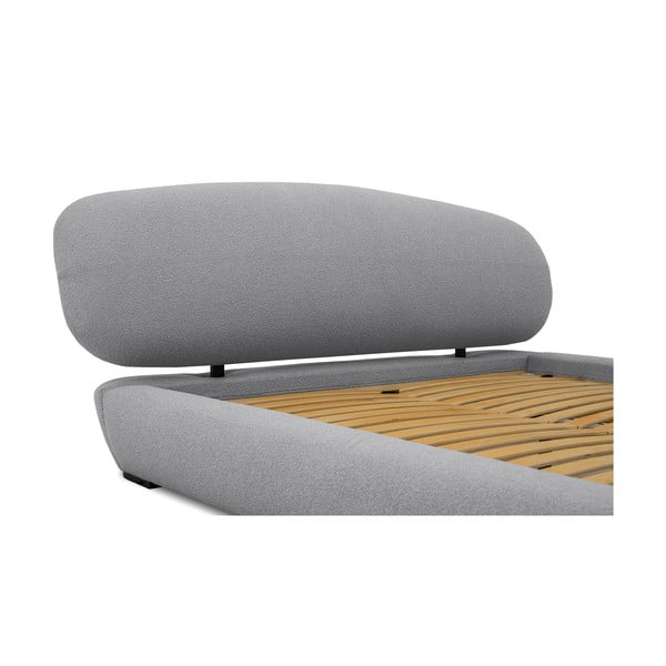 Pat matrimonial gri tapițat cu somieră 140x200 cm Odette – Scandic-image-1