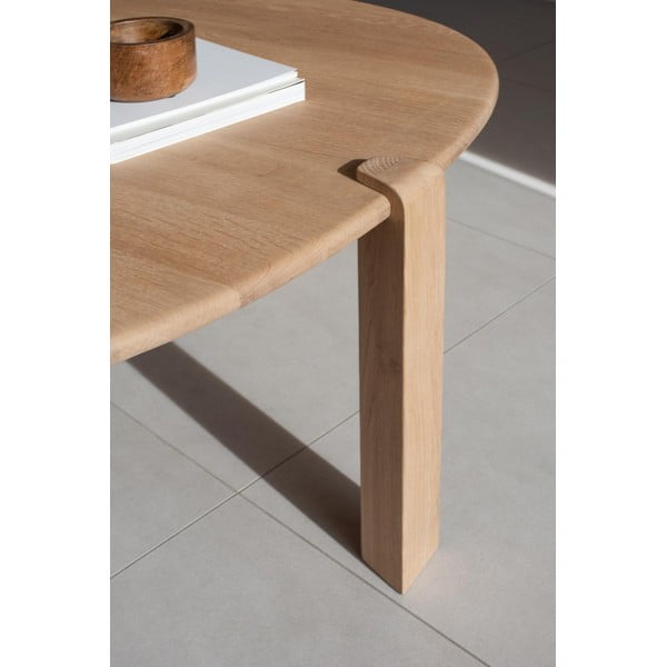 Măsuță de cafea în culoare naturală rotundă din lemn de stejar ø 100 cm Kulin – Gazzda-image-2