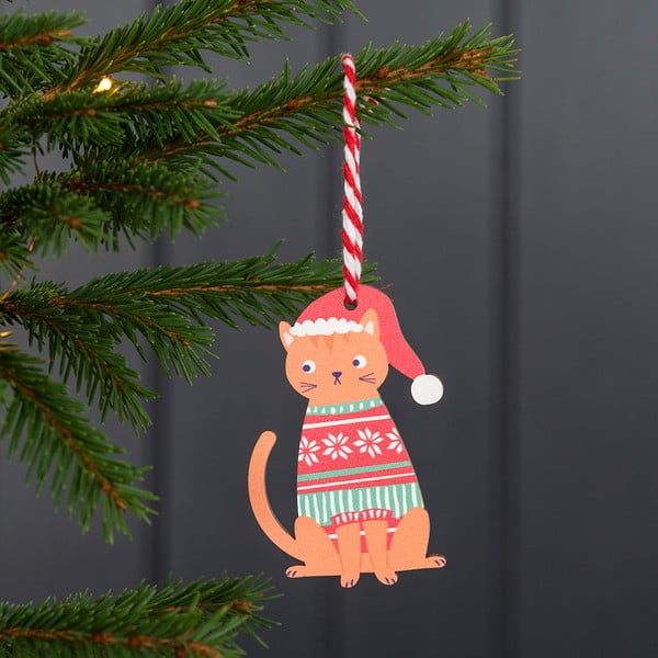Ornament de Crăciun din lemn 5 cm Ginger Cat – Rex London-image-1