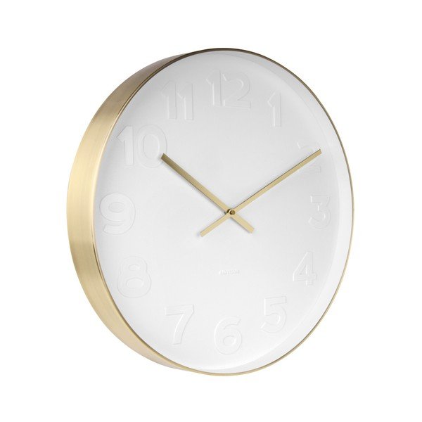 Ceas de perete Karlsson Mr. White, ⌀ 51 cm, alb cu detalii aurii-image-1