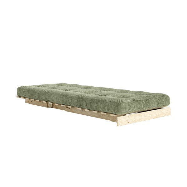 Fotoliu verde extensibil de tip futon cu tapițerie din catifea reiată Roots – Karup-image-3