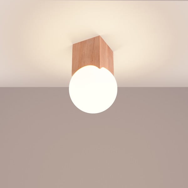 Plafonieră în culoare naturală cu abajur din sticlă 12x12 cm Rayer – Sollux-image-2