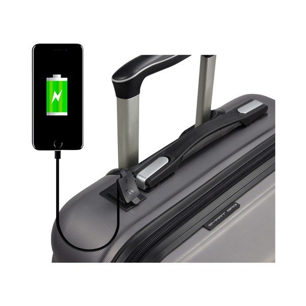 Set 2 valize cu roți și port USB My Valice LASSO Cabin & Medium, gri-image-4