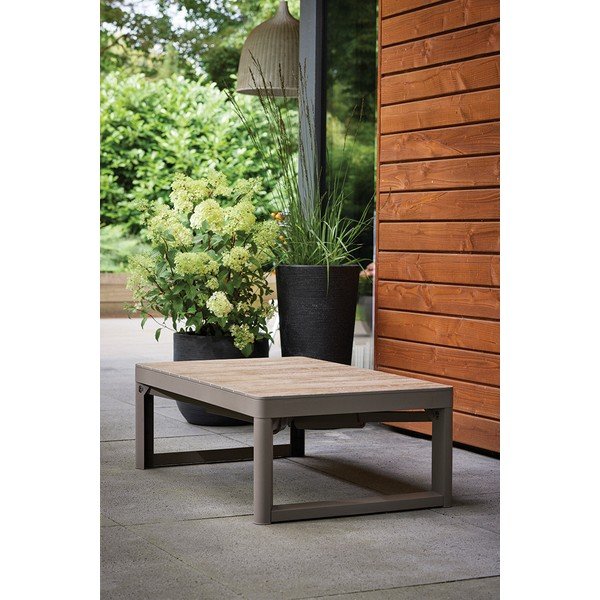 Măsuță de cafea pentru exterior cu aspect de lemn de nuc 71,5x116 cm Lyon – Keter-image-1