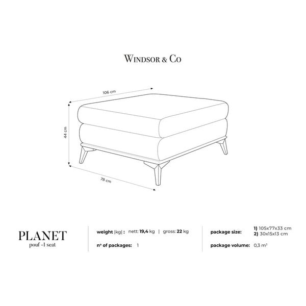 Puf Windsor & Co Sofas Planet, gri închis-image-4