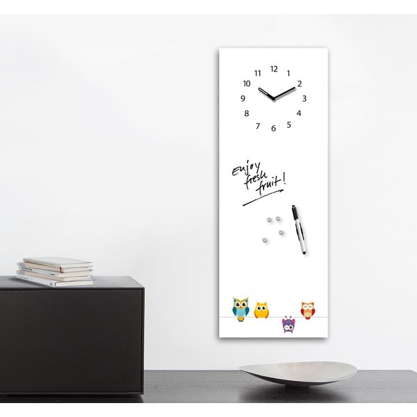 Tablă magnetică cu ceas Eurographic Funny Owls, 30 x 80 cm