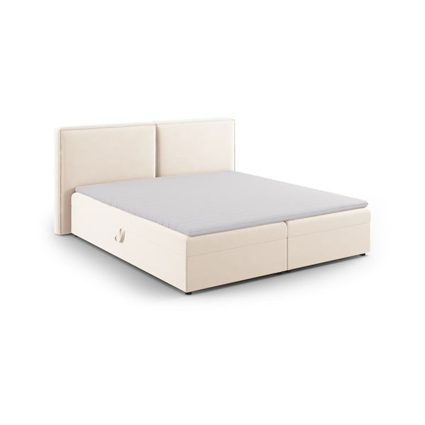 Pat boxspring crem cu spațiu de depozitare 160x200 cm Arendal – Cosmopolitan Design