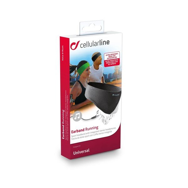 Bentiță pentru sport cu căști stereo integrate CellularLine EARBAND, negru-image-2
