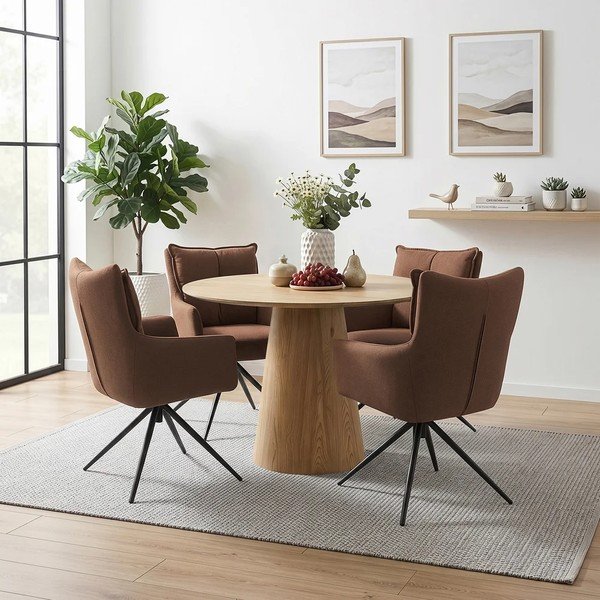 Scaune de dining grej cu cotiere 2 buc. din material textil Jonas – Støraa-image-4