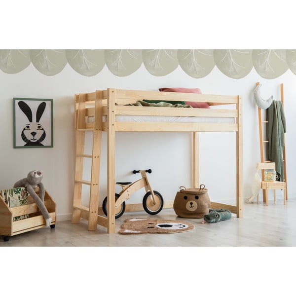 Pat pentru copii ridicat din lemn de pin 70x160 cm CLPBA - Adeko-image-1