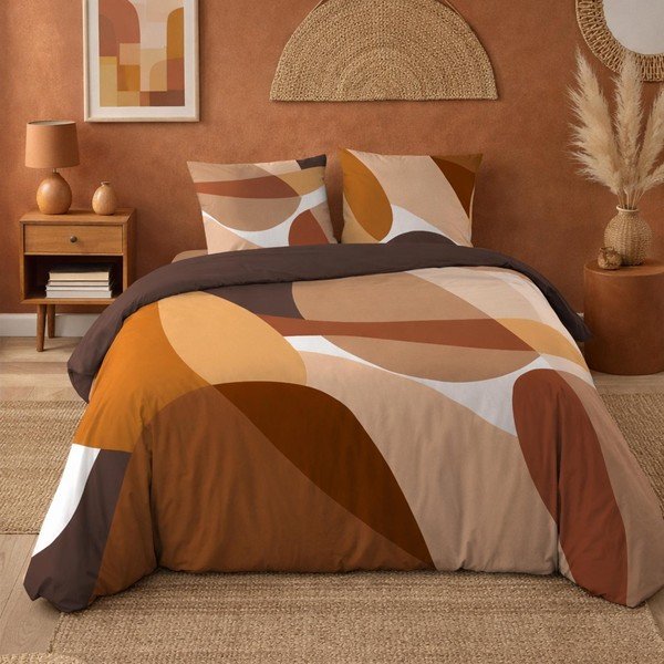 Lenjerie de pat maro din bumbac pentru pat dublu cu 3 piese 200x200 cm Boogie – douceur d'intérieur-image-3