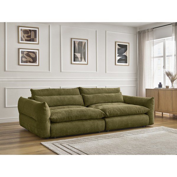 Canapea verde cu tapițerie din chenille 276 cm Neil – Bobochic Paris-image-1