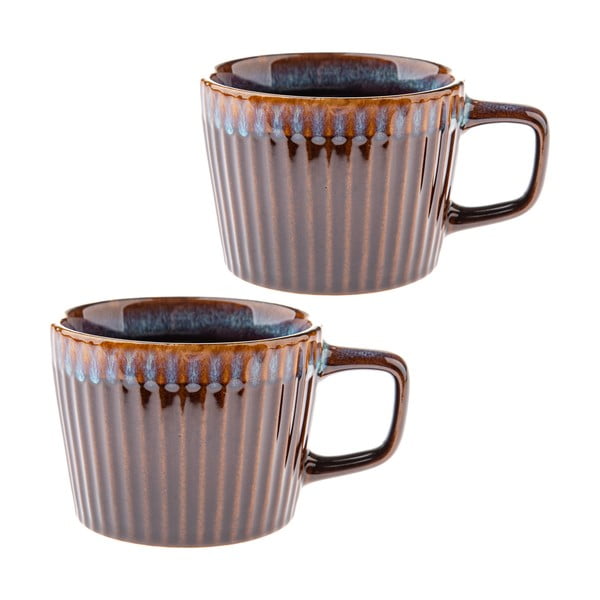 Căni albastre/maro 2 buc. pentru cappuccino din gresie 190 ml Tone – Dakls