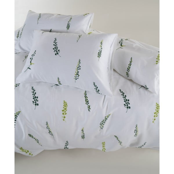 Lenjerie de pat albă-verde din bumbac satinat pentru pat dublu, extinsă 240x220 cm Marseille Floral – Mila Home Luxury-image-4