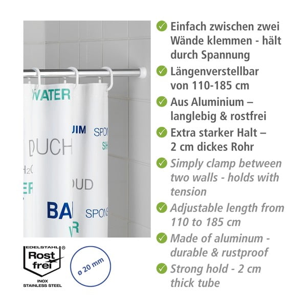 Bară pentru perdea de duș argintie 110 - 185 cm – Wenko-image-3
