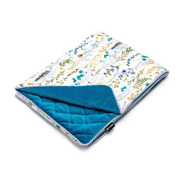 Pătură pentru copii albă/albastră din bumbac 80x100 cm Spring Meadow – T-TOMI