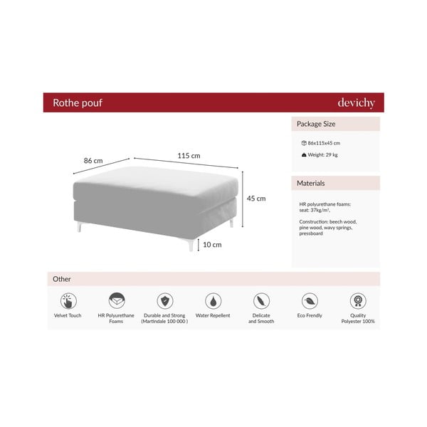 Taburet din catifea devichy Rothe, verde închis-image-4