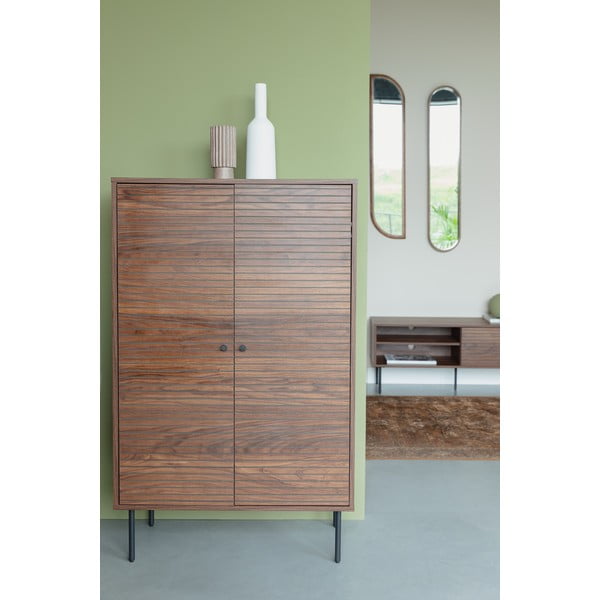 Dulap maro cu aspect de lemn de nuc 80x130x40 cm Stripes – White Label-image-1