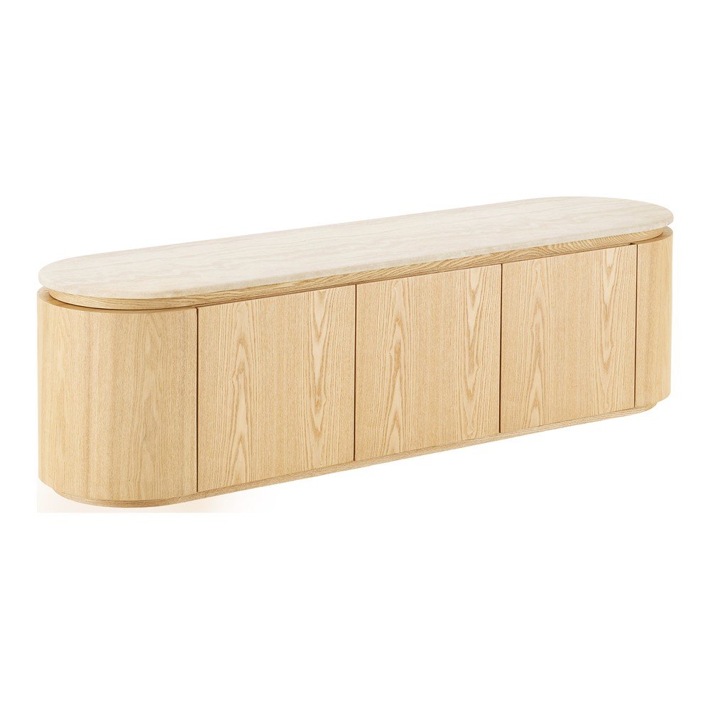 Comodă TV crem/în culoare naturală cu blat din piatră 160x45x40 cm Larvik – House Nordic