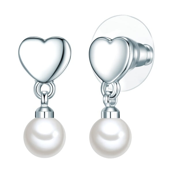 Cercei cu perlă albă Perldesse Sei, ⌀ 6 mm
