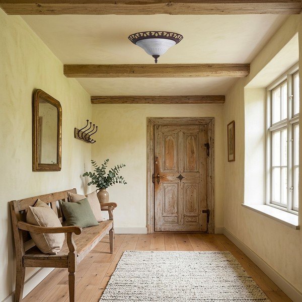 Plafonieră maro închis cu abajur din sticlă ø 38 cm Rustica – Trio-image-1