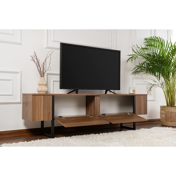 Comodă TV în culoare naturală închisă cu aspect de lemn de nuc 180x50x29,5 cm Serenity – Kalune Design-image-4
