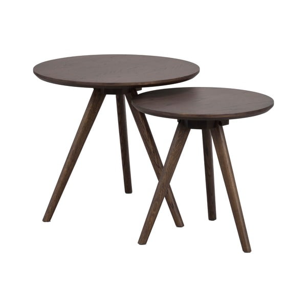 Măsuță auxiliară rotundă cu blat cu aspect de lemn de stejar ø 50 cm Yumi – Rowico-image-2