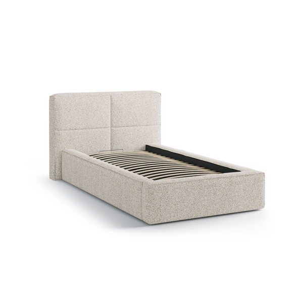 Pat bej tapițat cu spațiu de depozitare cu somieră 90x200 cm Darren – Micadoni -image-2