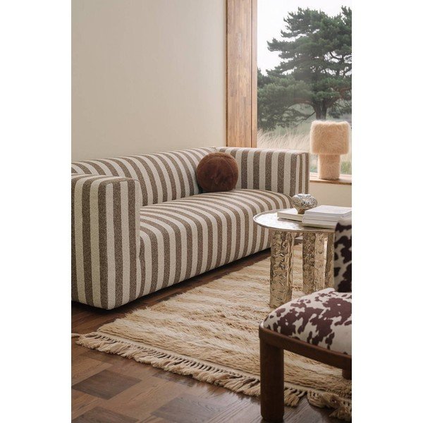 Canapea maro/crem cu tapițerie din chenille 220 cm Lisa – Ellos Home-image-1