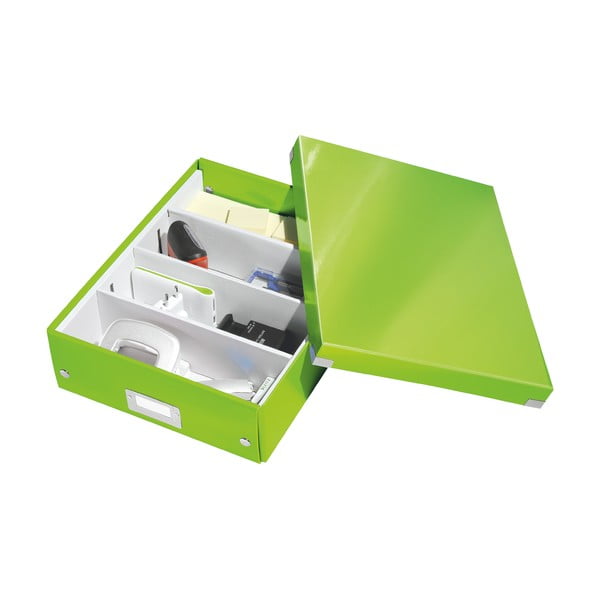 Cutie de depozitare verde din carton cu capac 28x37x10 cm Click&Store – Leitz