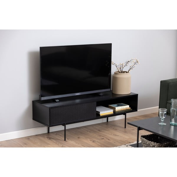 Masă TV neagră cu aspect de lemn de frasin 140x45 cm Angus – Actona-image-1