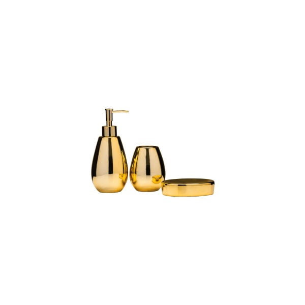Set 3 accesorii de baie din dolomită Premier Housewares Magpie, auriu