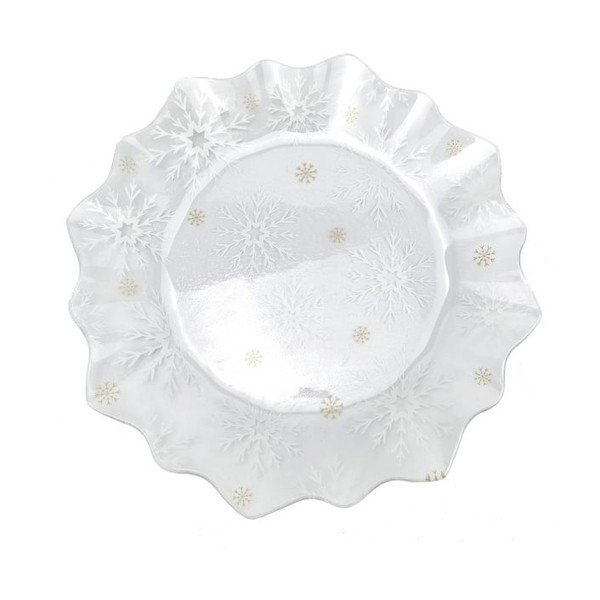 Farfurie pentru servire din sticlă ø 19,5 cm  cu model de Crăciun Frosty Flakes – Dakls